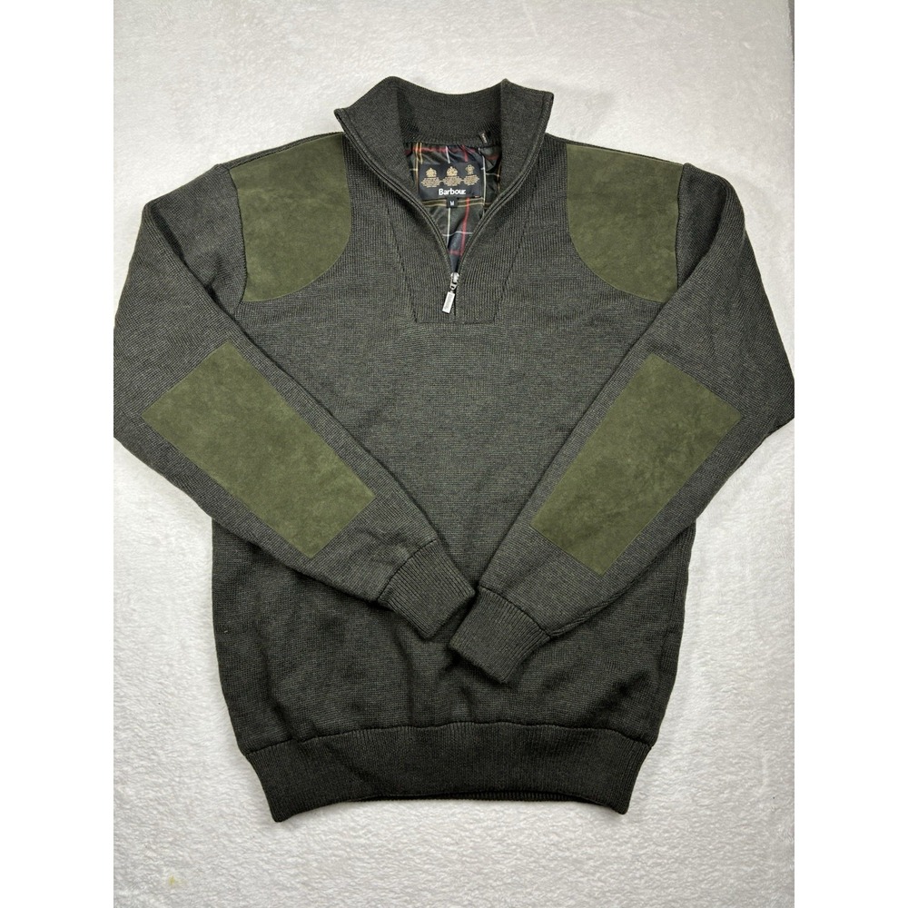 Storm Half Zip Sweater in Loden by Barbour Olive Size M 100% Merino Wool